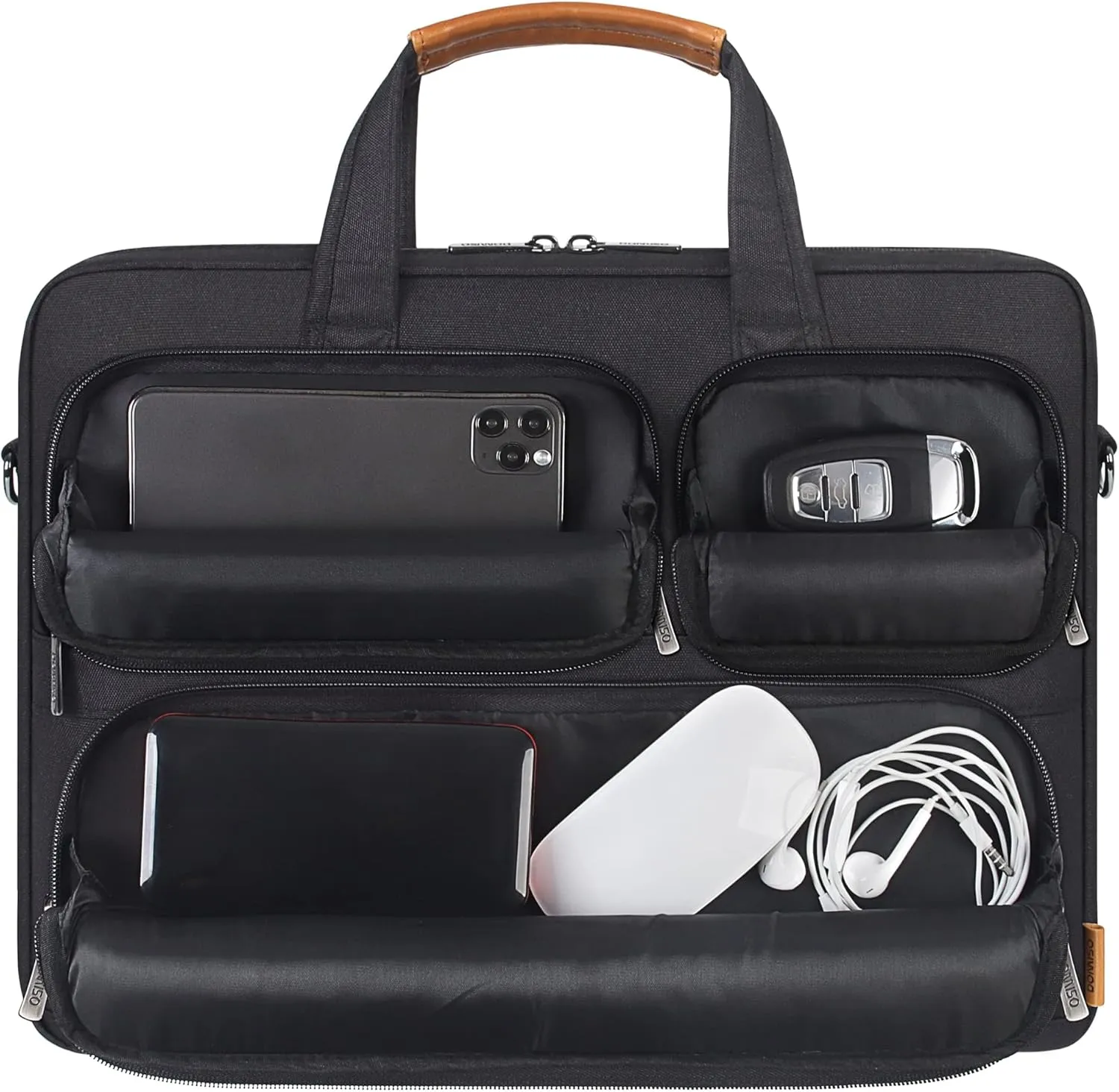 DOMISO 15-15.6 Inch Laptop Sleeve Waterproof Laptop Case Business Briefcase Portable Computer Bag with Shoulderstrap for Lenovo ThinkPad/Asus/HP ProBook/Acer/Dell Precision,Black
