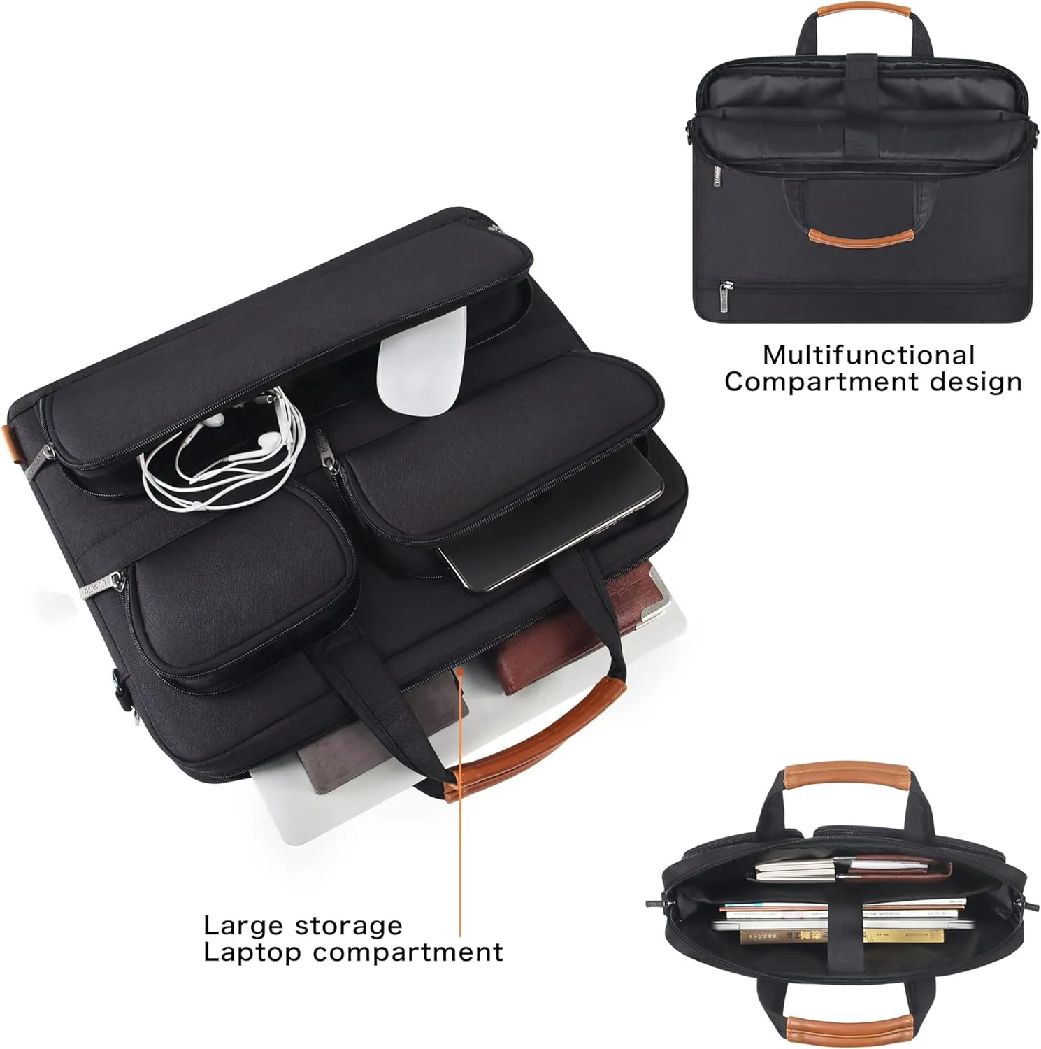 DOMISO 15-15.6 Inch Laptop Sleeve Waterproof Laptop Case Business Briefcase Portable Computer Bag with Shoulderstrap for Lenovo ThinkPad/Asus/HP ProBook/Acer/Dell Precision,Black