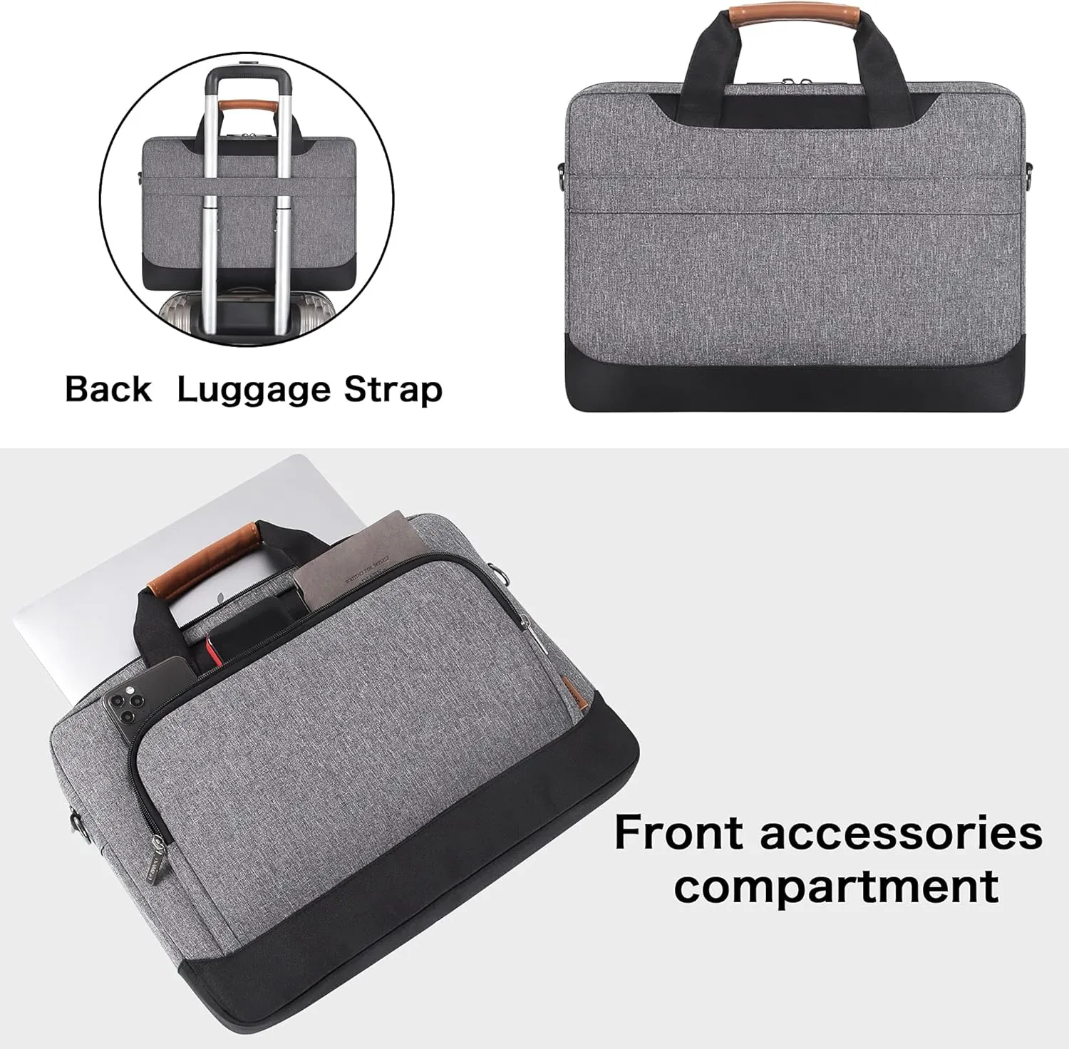 DOMISO 17-17.3 Inch Laptop Sleeve Business Briefcase Laptop Shoulder Bag Compatible with 17" Laptops/17.3" HP Pavilion 17/MSI GS73VR Stealth Pro/Dell Inspiron 17/Acer/ASUS,Grey