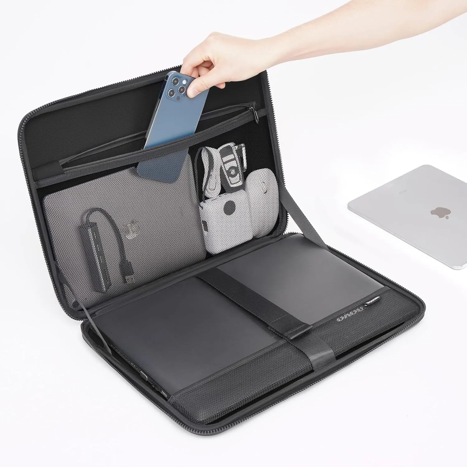 DOMISO 17 inch Laptop Sleeve with Accessory Bag Shockproof Waterproof EVA Protective Case for 17.3" ZBook Fury 17.3 G8/MSI GS73VR Stealth Pro/HP Envy 17/LG Gram 17"/ROG Strix GL702VS, Orange