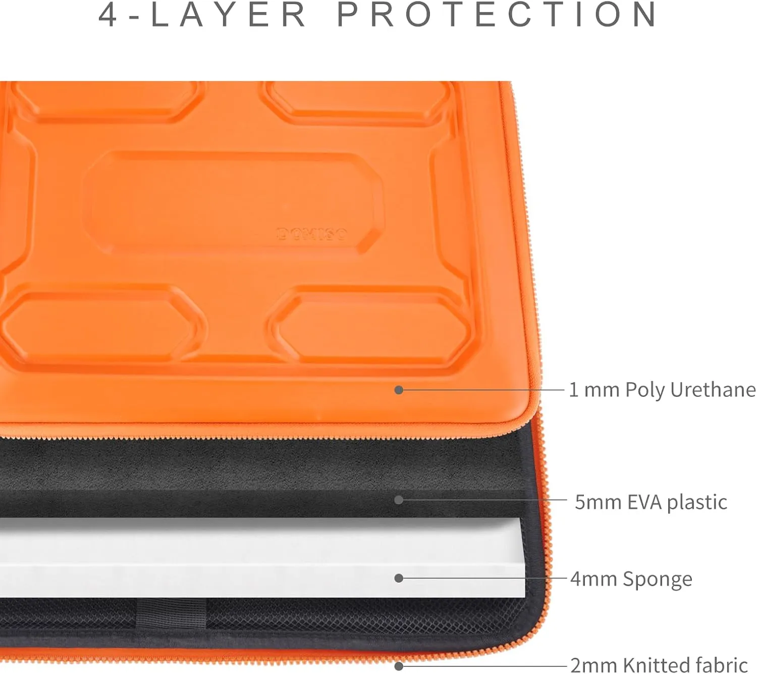 DOMISO 17 inch Laptop Sleeve with Accessory Bag Shockproof Waterproof EVA Protective Case for 17.3" ZBook Fury 17.3 G8/MSI GS73VR Stealth Pro/HP Envy 17/LG Gram 17"/ROG Strix GL702VS, Orange