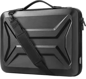 DOMISO 17 Inch Shockproof Laptop Sleeve Waterproof Shoulder Bag Lightweight EVA Protective Carrying Case for 17-17.3" Notebooks/Dell/Lenovo/Acer/HP/MSI/LG, Black