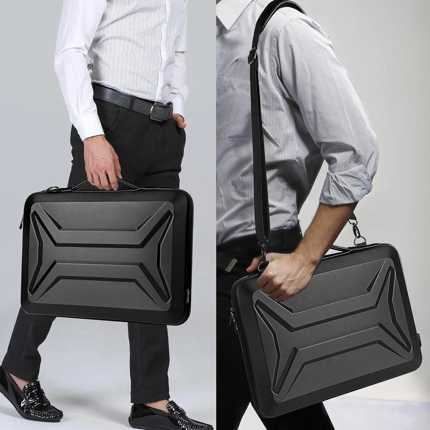 DOMISO 17 Inch Shockproof Laptop Sleeve Waterproof Shoulder Bag Lightweight EVA Protective Carrying Case for 17-17.3" Notebooks/Dell/Lenovo/Acer/HP/MSI/LG, Black