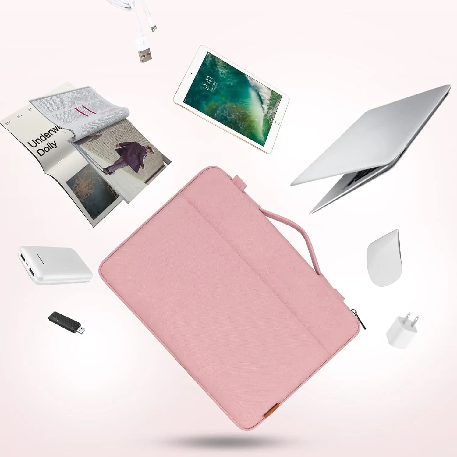 DOMISO 17.3 Inch Laptop Bag Cover Waterproof Shockproof Notebook Protective Sleeve Case Shoulder Bag Cover for 17.3" HP Pavilion 17/HP Envy 17/17/MSI/IdeaPad 321,Pink