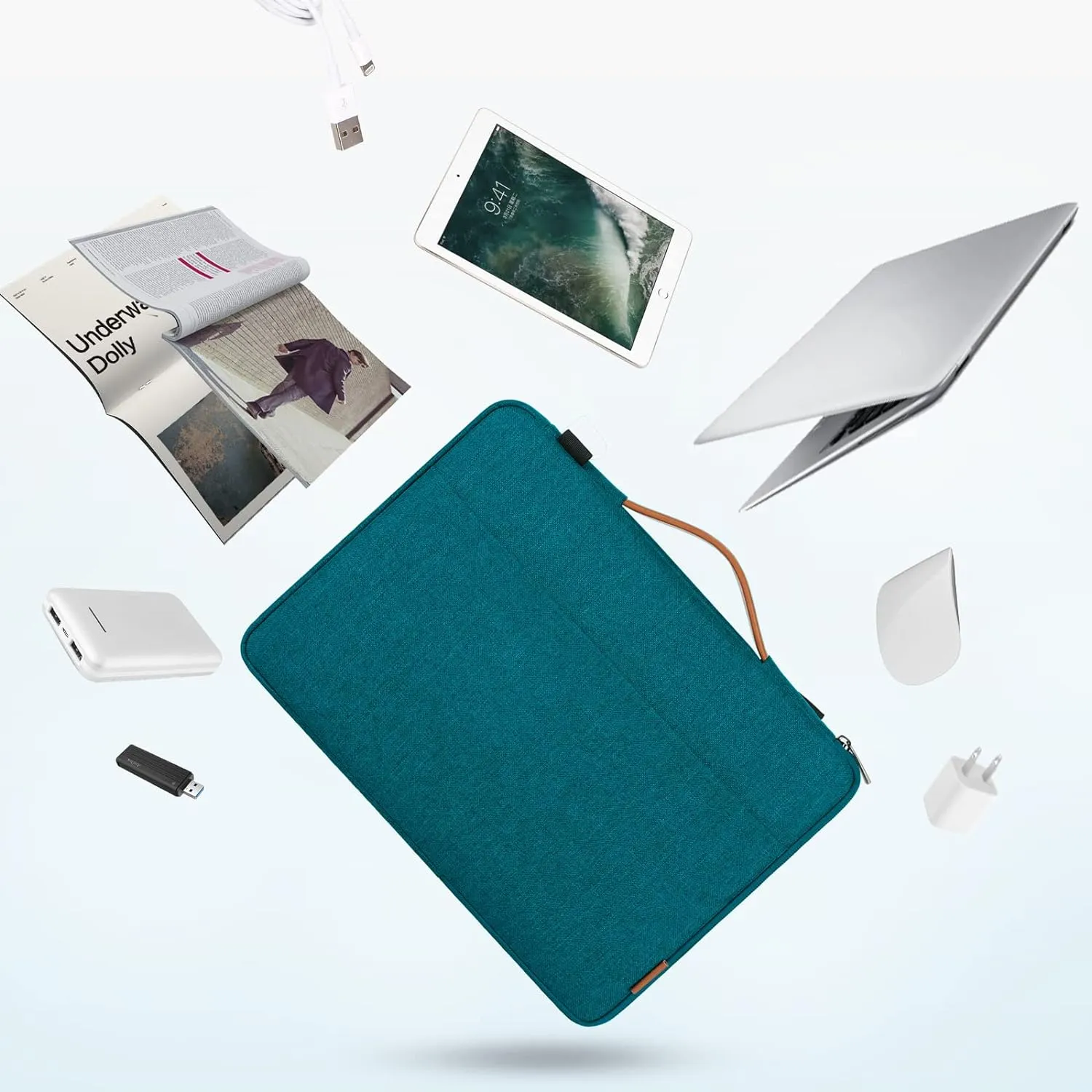 DOMISO 17.3 Inch Laptop Bag Cover Waterproof Shockproof Notebook Sleeve Case Shoulder Bag Protective Cover for 17.3" MSI, Lenovo IdeaPad 321, Teal