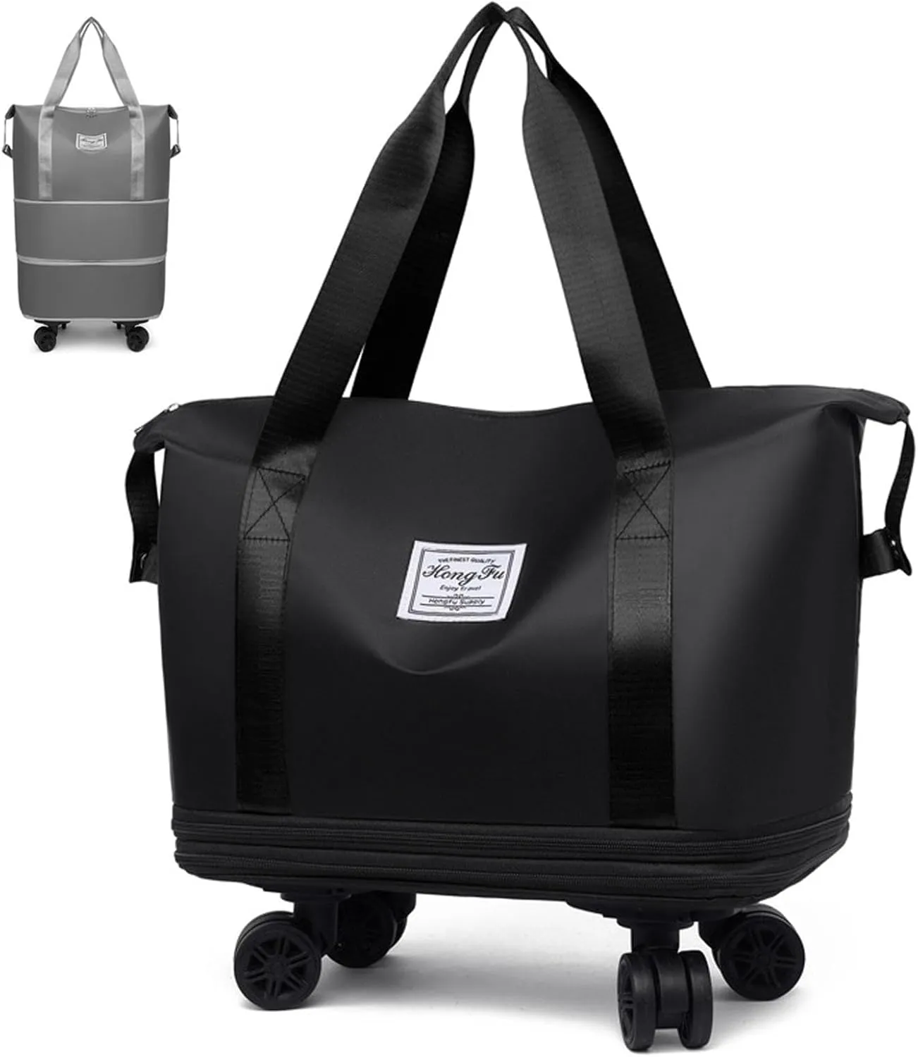 DOTH Kulken Travel Bag with Wheels, 2025 New Large Expandable Capacity Travel Bag, Universal Wheel Removable (Black)