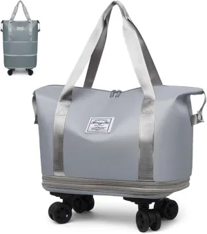 DOTH Kulken Travel Bag with Wheels, 2025 New Large Expandable Capacity Travel Bag, Universal Wheel Removable (Grey)
