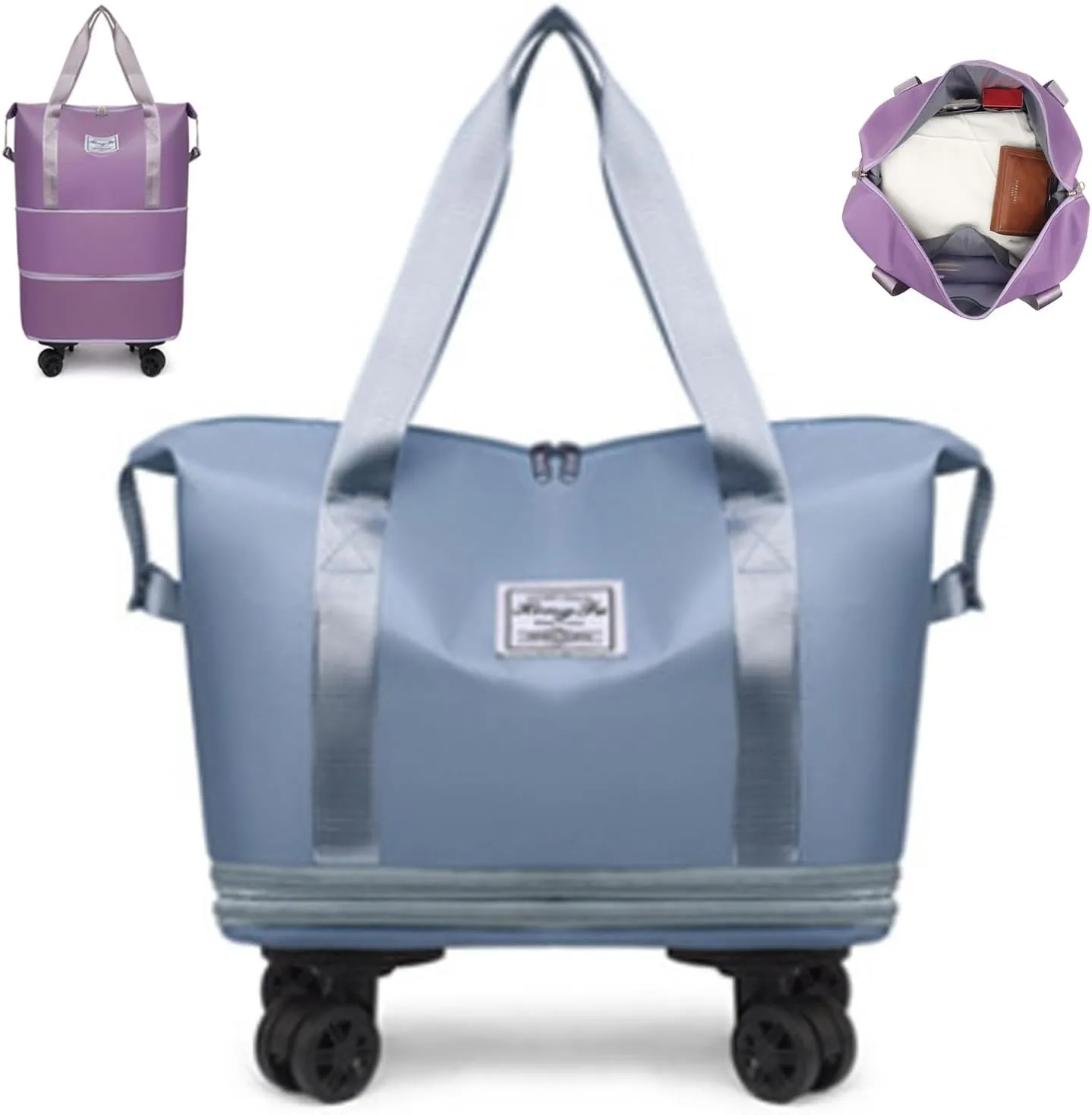 DOTH Kulken Travel Bag with Wheels, 2025 New Large Expandable Capacity Travel Bag, Universal Wheel Removable (Light Blue)