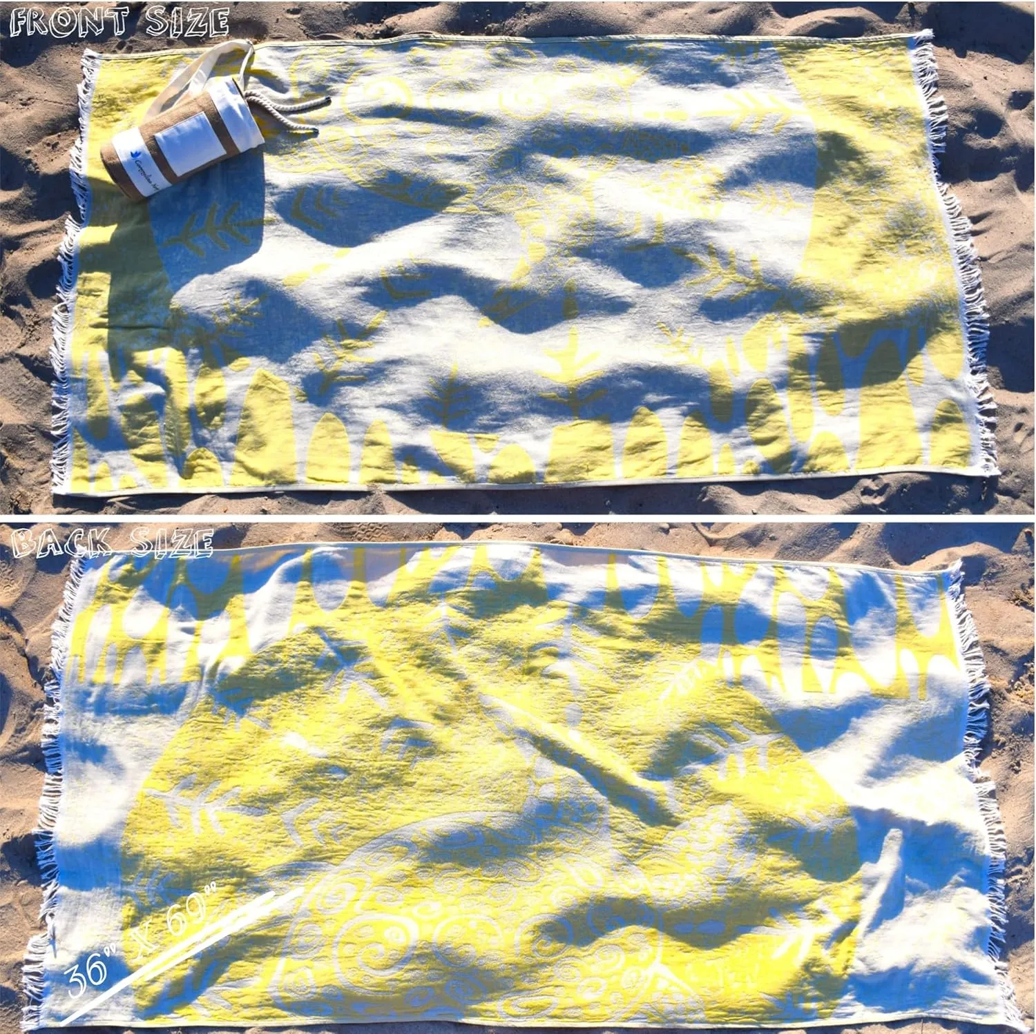 Double-Sided Jacquard Turtle Beach Towel-Limited Edition Oversized 100% Turkish Cotton Yarn Quick Dry for Beach,Bath Towel,Sandproof,Travel bag with a gift. (grace of the sun, Extra Large)
