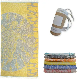 Double-Sided Jacquard Turtle Beach Towel-Limited Edition Oversized 100% Turkish Cotton Yarn Quick Dry for Beach,Bath Towel,Sandproof,Travel bag with a gift. (grace of the sun, Extra Large)