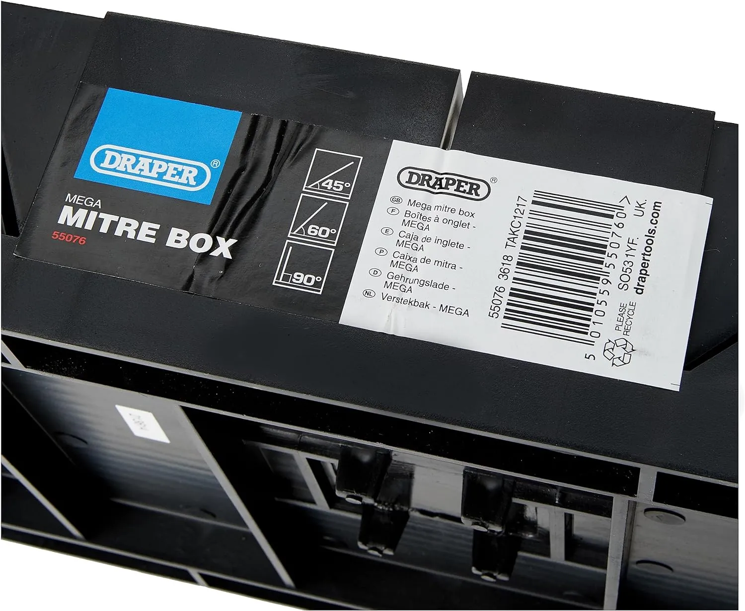 Draper Mega Mitre Block | 325mm x 233mm x 79mm Mitre Box | 45°, 60° and 90° Angle Precision Cutting Box | Moulded Coving Miter Tool | Large Scale | 55076