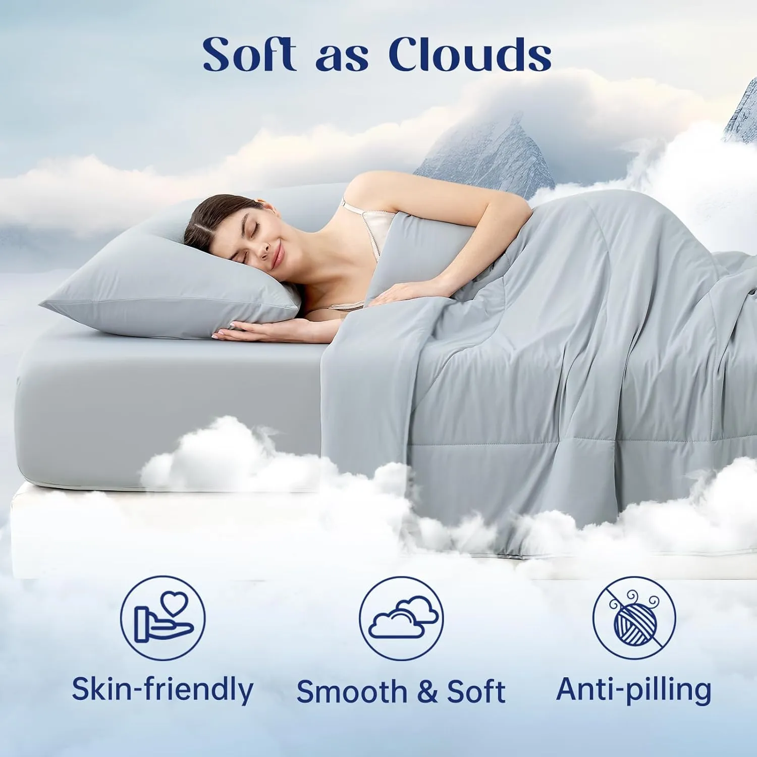 Dream Valley® Outlast® Cooling Comforter, All Season Full/Queen NASA-Grade Technology Cooling Blanket for Hot Sleepers Night Sweats, Q-Max > 0.45 Aerocool Breathable, Light Grey, 90"x90"