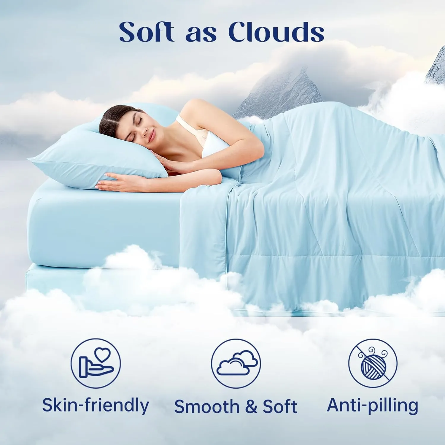 Dream Valley® Outlast® Deepsleep Cooling Comforter, Full/Queen Size, NASA-Grade Space Technology Cooling Blanket for Hot Sleepers Night Sweats, Q-Max > 0.45 Aerocool™ Breathable, Ice Blue, 90"x90"
