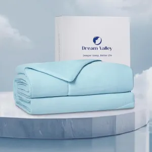 Dream Valley® Outlast® Deepsleep Cooling Comforter, Full/Queen Size, NASA-Grade Space Technology Cooling Blanket for Hot Sleepers Night Sweats, Q-Max > 0.45 Aerocool™ Breathable, Ice Blue, 90"x90"