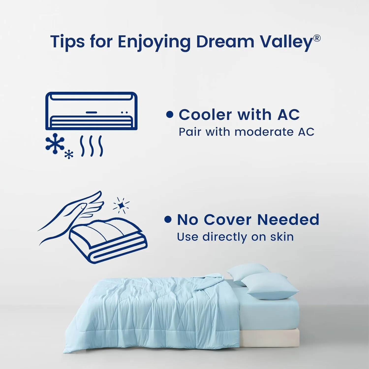 Dream Valley® Outlast® Deepsleep Cooling Comforter, Full/Queen Size, NASA-Grade Space Technology Cooling Blanket for Hot Sleepers Night Sweats, Q-Max > 0.45 Aerocool™ Breathable, Ice Blue, 90"x90"