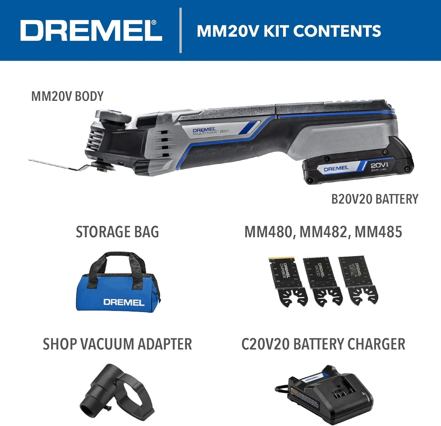 Dremel Multi-Max MM20V-01 Cordless Oscillating Tool Kit with (1) Battery