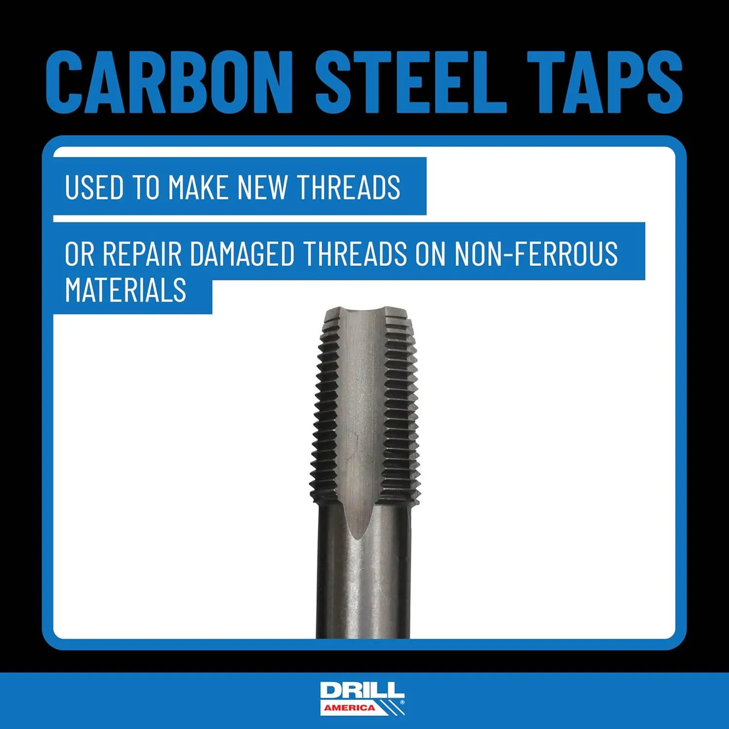 Drill America - POU1/2NPTW/DRILL 1/2" Carbon Steel NPT Pipe Tap and 23/32" High Speed Steel Drill Bit Set, POU Series