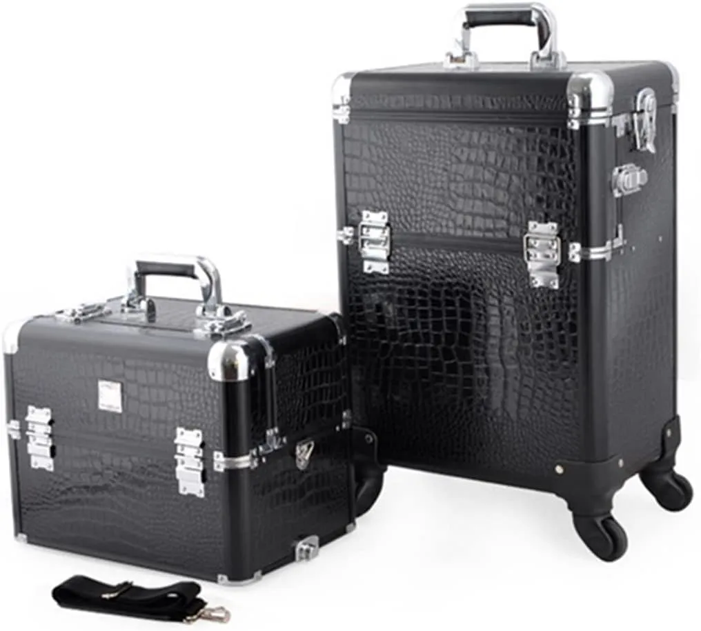 Dual-use Cosmetic Travel Trolley Cosmetic Case Beauty Box Large Luggage Bag Cosmetic Aluminum Frame