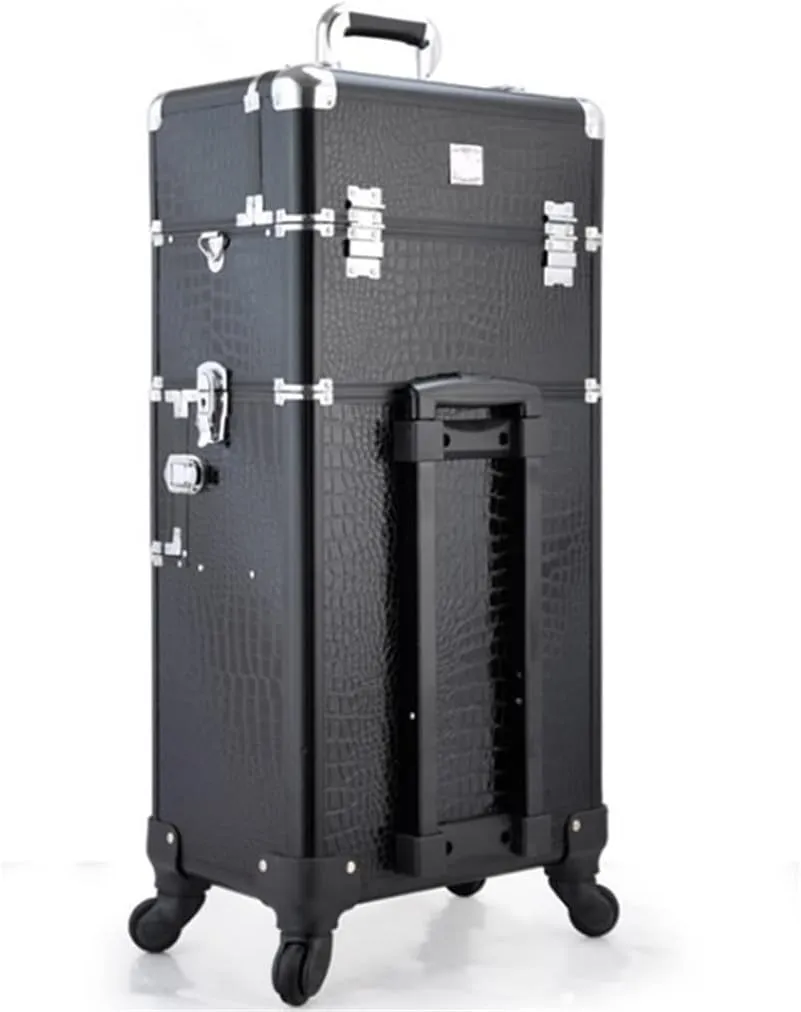 Dual-use Cosmetic Travel Trolley Cosmetic Case Beauty Box Large Luggage Bag Cosmetic Aluminum Frame