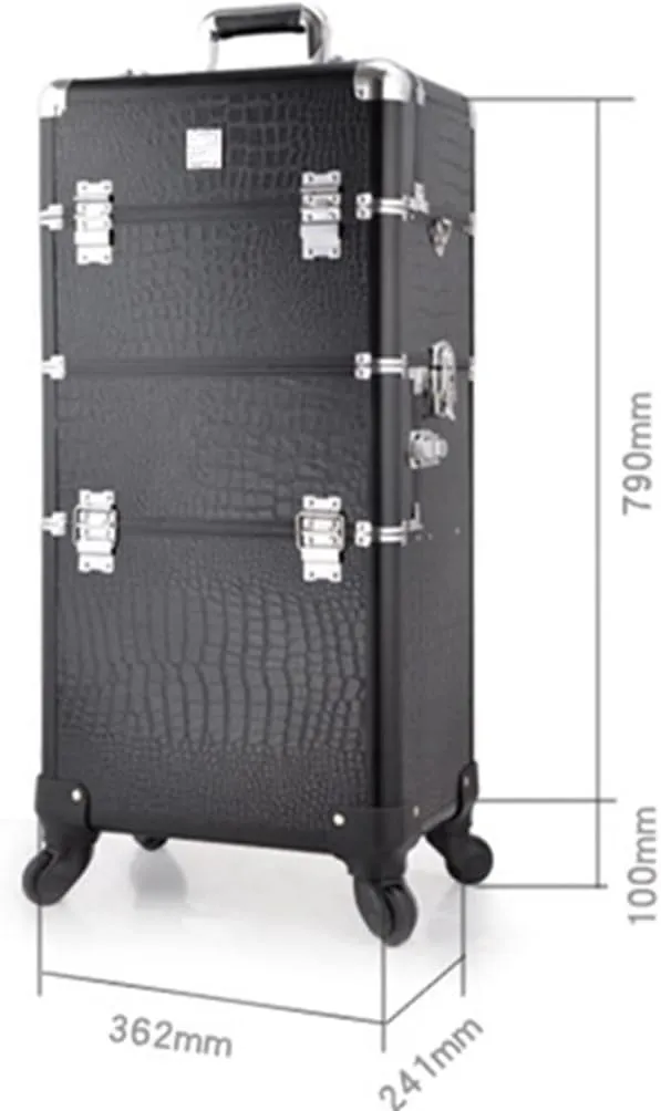 Dual-use Cosmetic Travel Trolley Cosmetic Case Beauty Box Large Luggage Bag Cosmetic Aluminum Frame