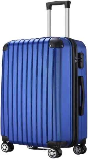 Duffle Bag Foreign Trade ABS Suitcase Three-piece Set With Corner Corners And Anti-fall Universal Wheels Trolley Case Suitcase Tags(Blue,24in)
