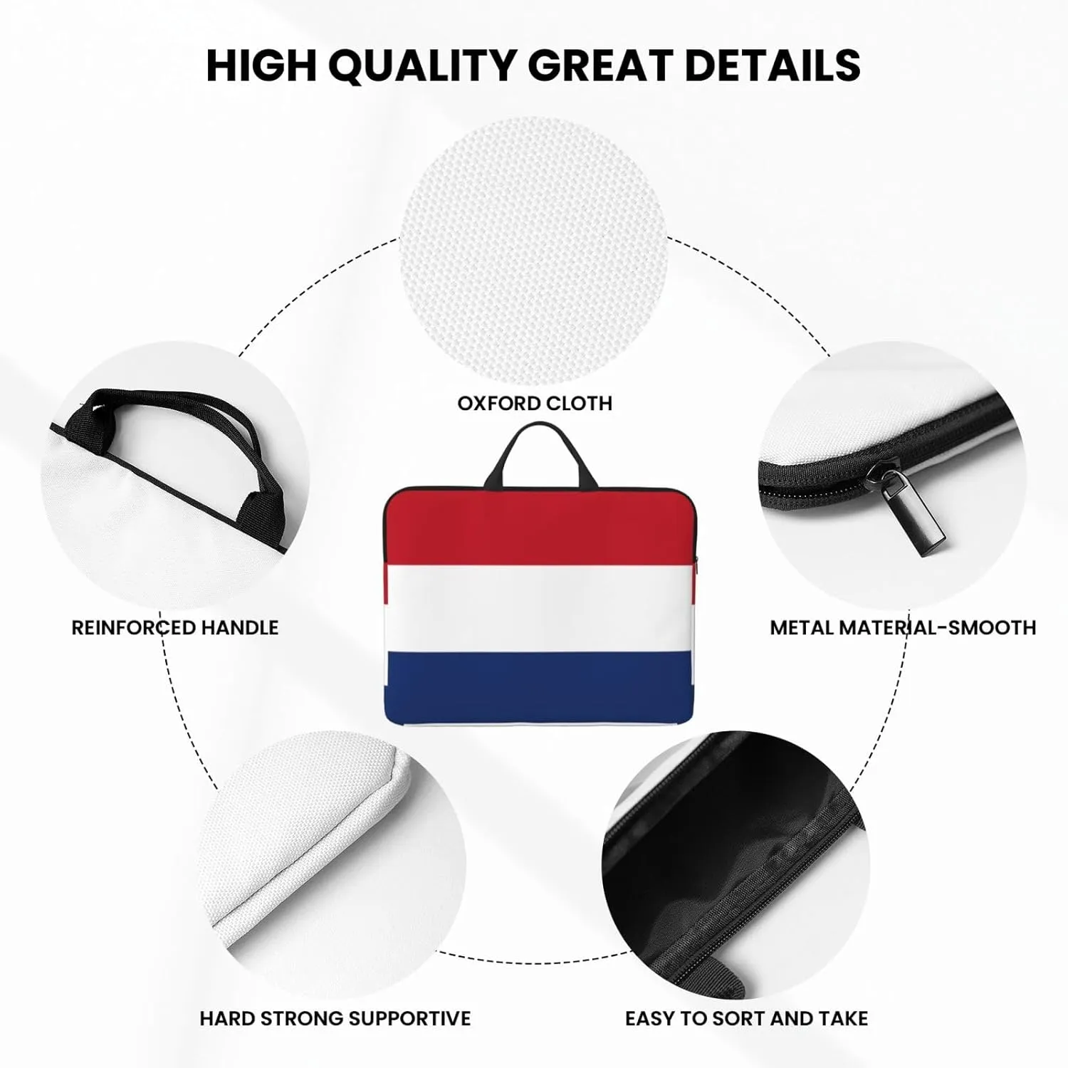 Dutch Flag 14 Inch Laptop Case, Water-Resistant and Shockproof Computer Cases for Laptopsï¼ŒSuitable for Daily Travel