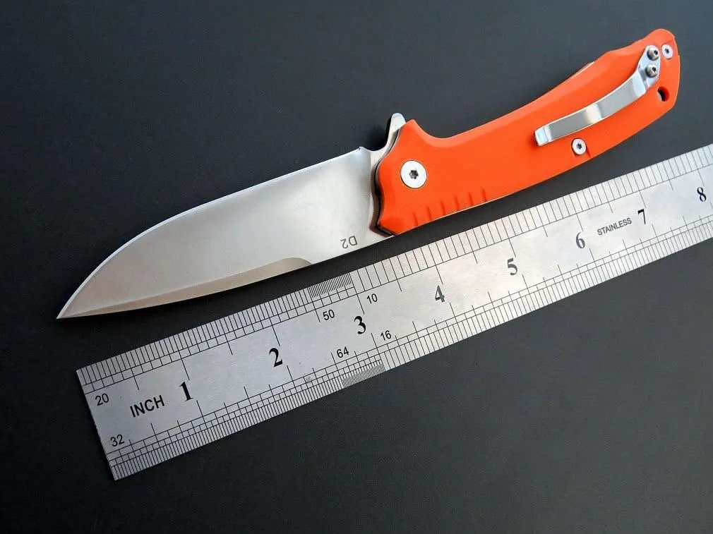 Eafengrow EF223 Folding Knife D2 Blade with G10 Handle Multi EDC Pocket Knife for Outdoor Camping Hiking Survival (orange)