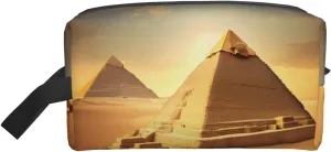 Egyptian Pyramid in Desert Print Travel Essentials Storage Bag Cosmetic Organizer Pouch Large Capacity Zippered