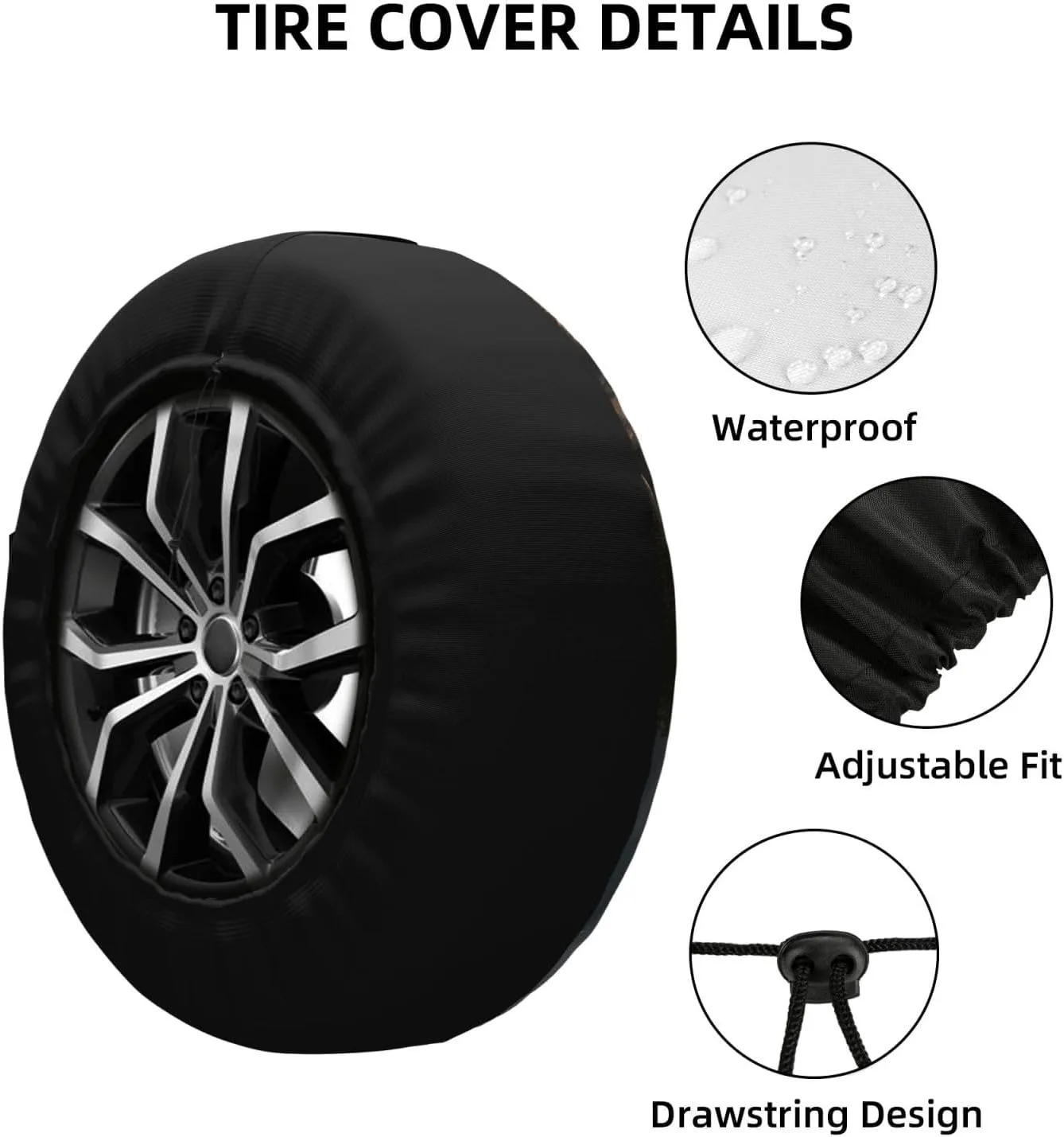 Eiffel Tower Tire Cover Outdoor Waterproof Snow Sun Rain Wheel Cover Portable Wheel Bags Camper Spare Tire Cover Universal Car Tire Protectors for Trailer RV SUV
