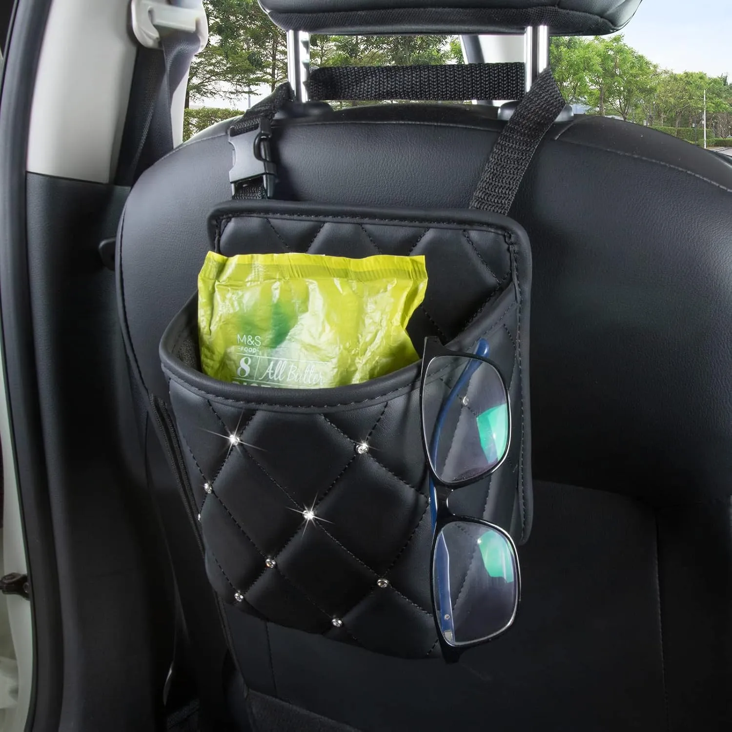 eing Car Seat Organizer - Premium Seat Back/Front Seat Travel Caddy,Bling Crystal Car Front Seat Organizer (1 - Pack,Black)