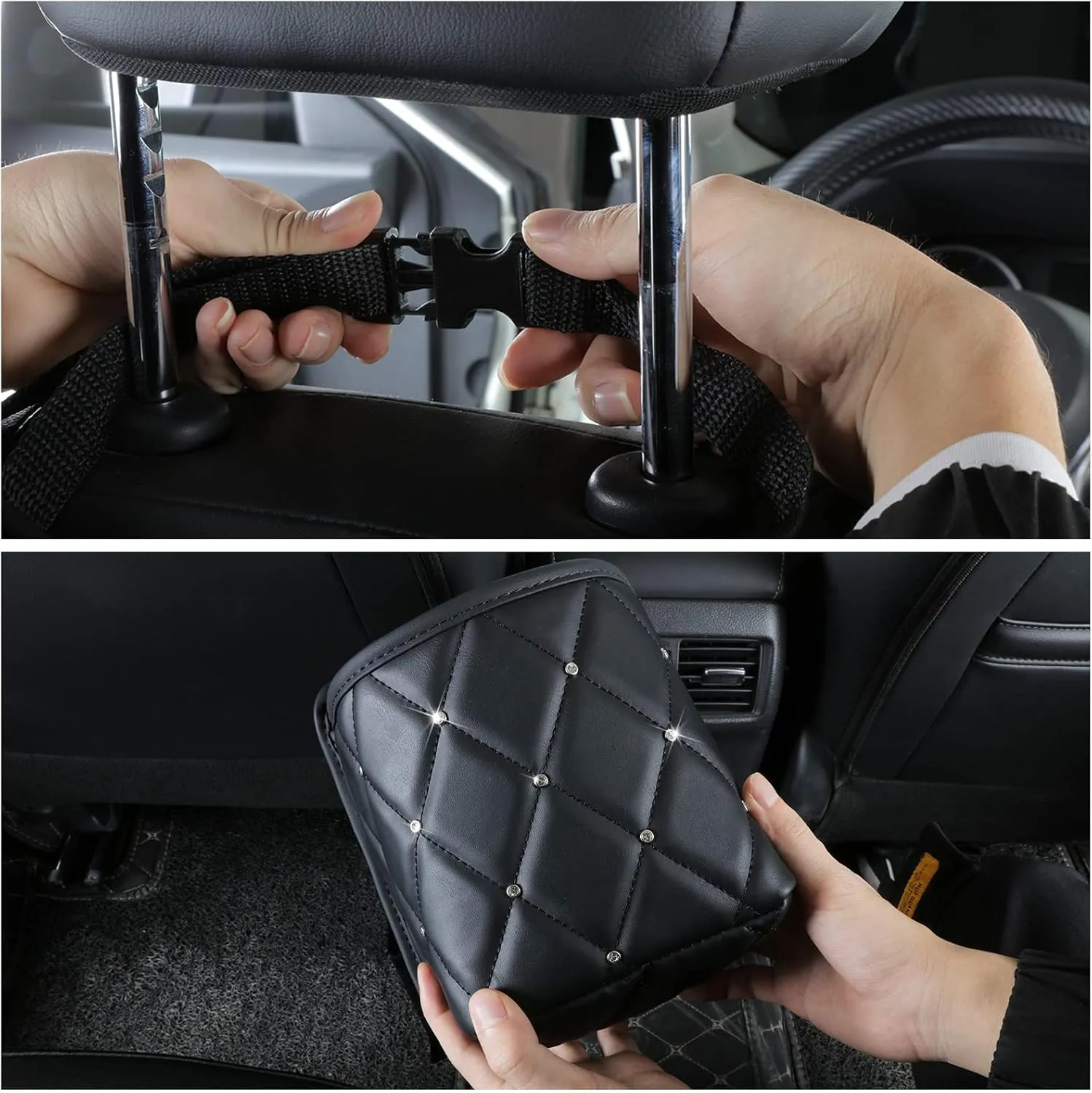 eing Car Seat Organizer - Premium Seat Back/Front Seat Travel Caddy,Bling Crystal Car Front Seat Organizer (1 - Pack,Black)