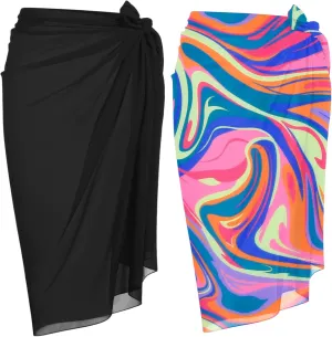 Ekouaer Women Sarong Swimsuit Coverups Chiffon Long Bikini Wraps Sheer Beach Bathing Suit Cover Up