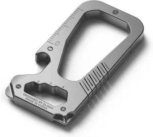 elago Multi-tool Titanium EDC Carabiner Keychain with Screwdriver, Flathead, Hex key, Ruler, Bottle opener, Multi-functional, Durability, Lightweight, Strong Hinge, Quick-Release