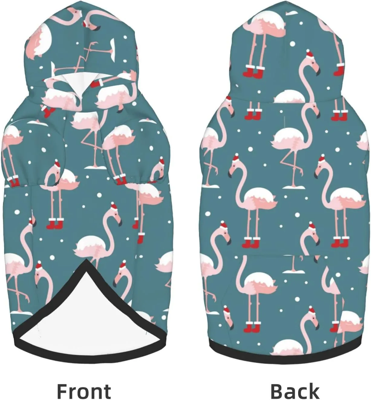 Elegant Flamingo Wearing A Christmas Hat Dog Hoodie Soft and Warm Dog Hoodie Sweater with Leash Hole and Pocket Dog Winter Sweatshirt Warm Pet Clothes for Medium Large Dogs