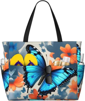 Elephant Family Large Capacity Beach Travel Bag - Waterproof Zipper Vacation Tote for Sandproof Storage, and Camping