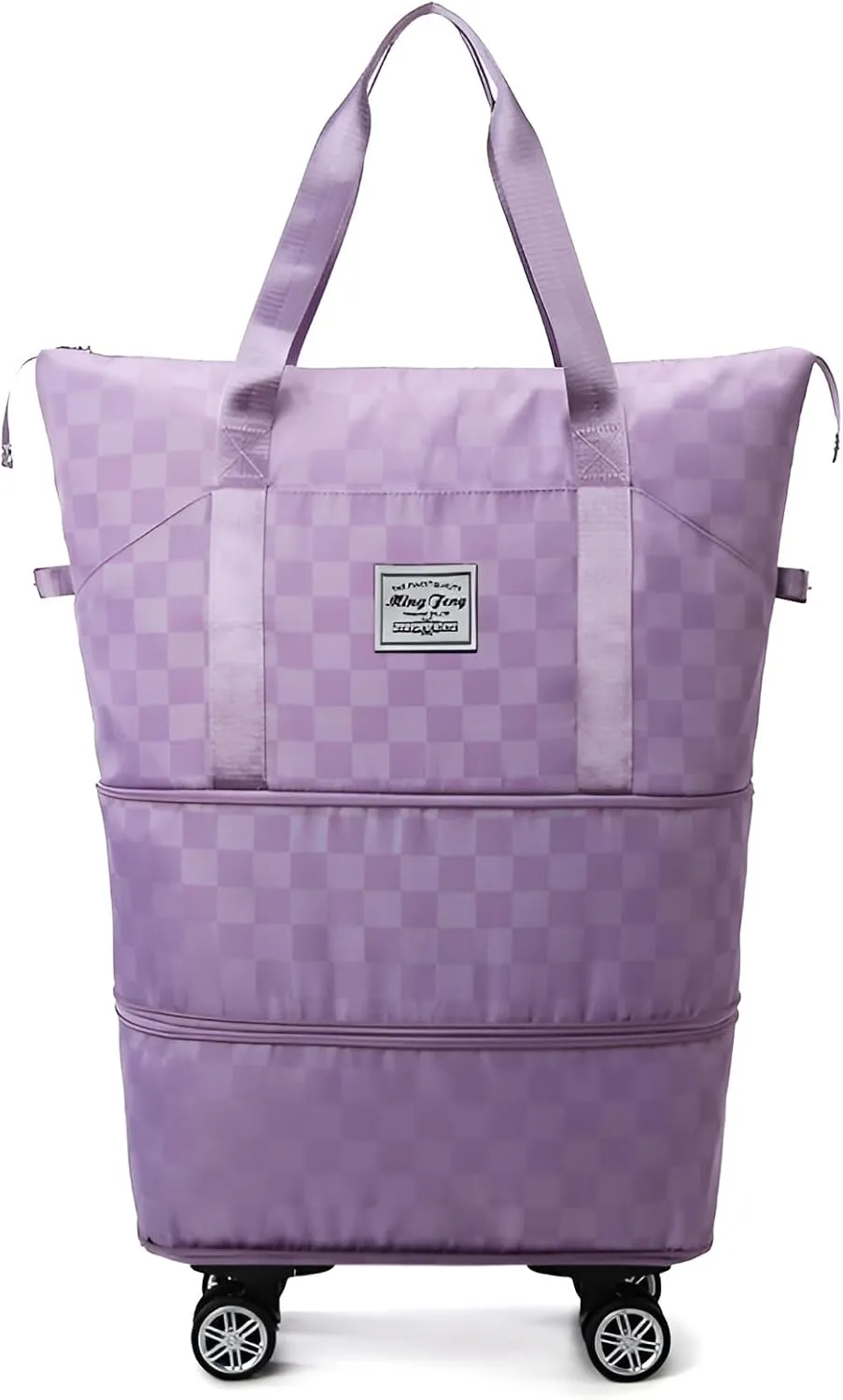Ellniges]【Oxford Fabric Luggage Bag with Wheels & Retractable Handle, 36-55L Rolling Travel Duffel for Women, Durable Water- Carry-On for Airplane/Train/Weekend Trips, Spacious Organizational Design