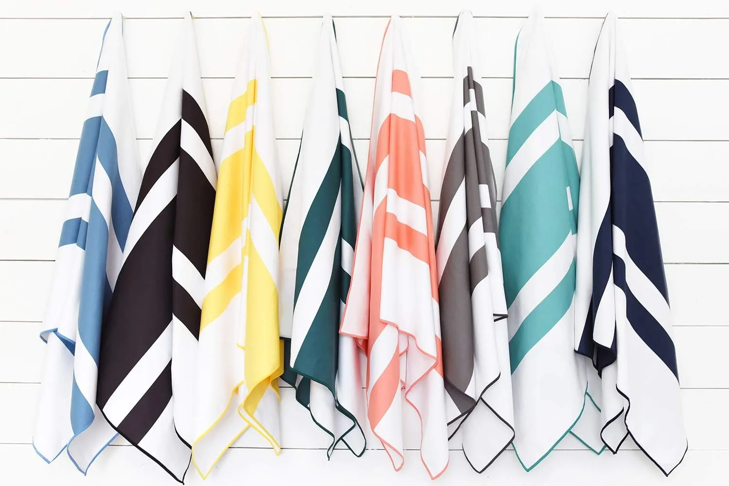 Emerald Microfiber Beach Towel by Laguna Beach Textile Co - Sand Free, Light Weight Striped Pool Towel - Perfect for Yoga, Gym, Beach, Pool - Extra Large, 35" x 75" - Aqua Blue