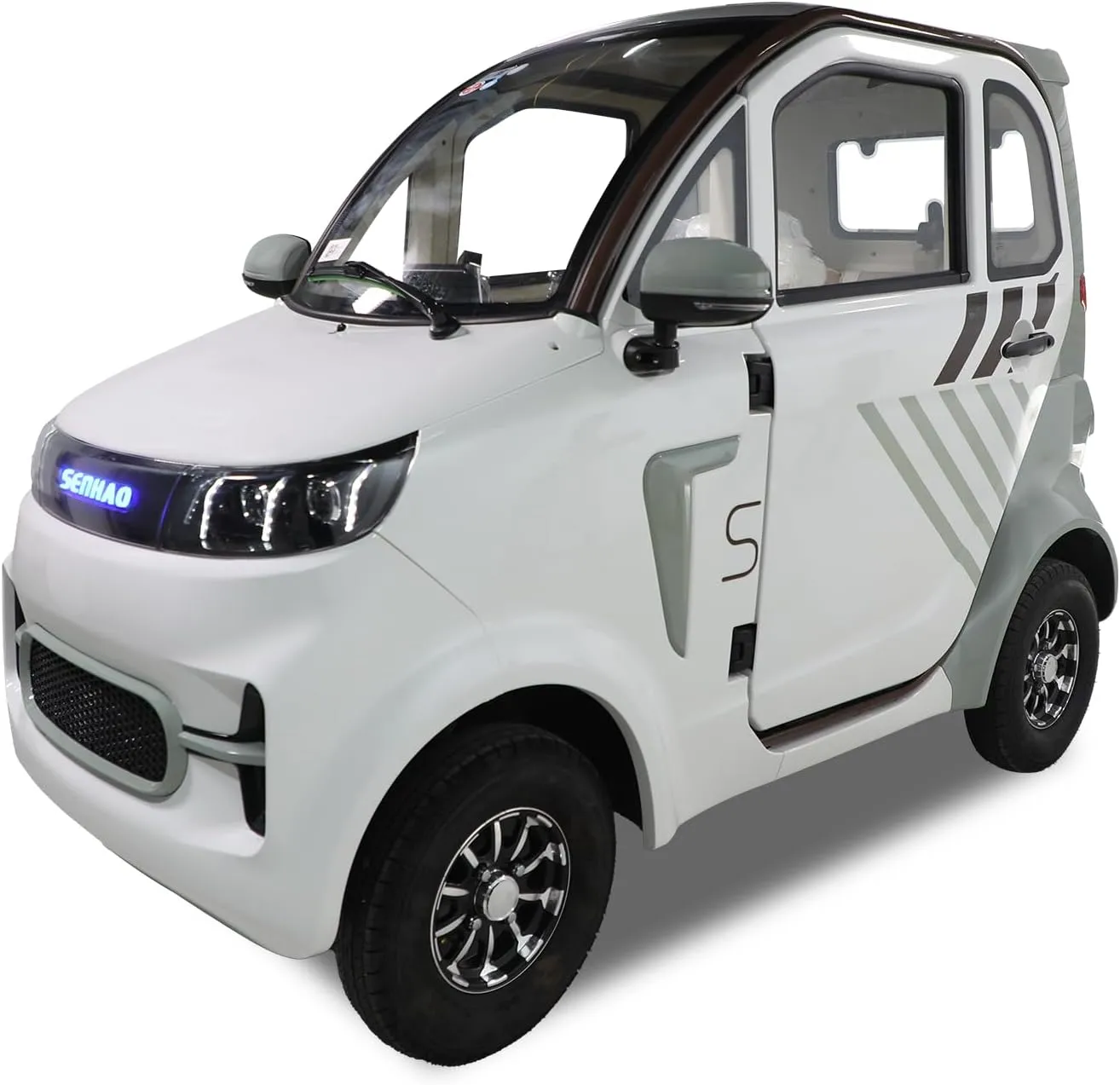 Enclosed Mobility Scooter for Seniors, All-Weather 4 Wheel Electric Powered Mobility Vehicle Car for Adults, All-Terrain Mobility Handicap Scooters for Travel, 1500W Motor (White)
