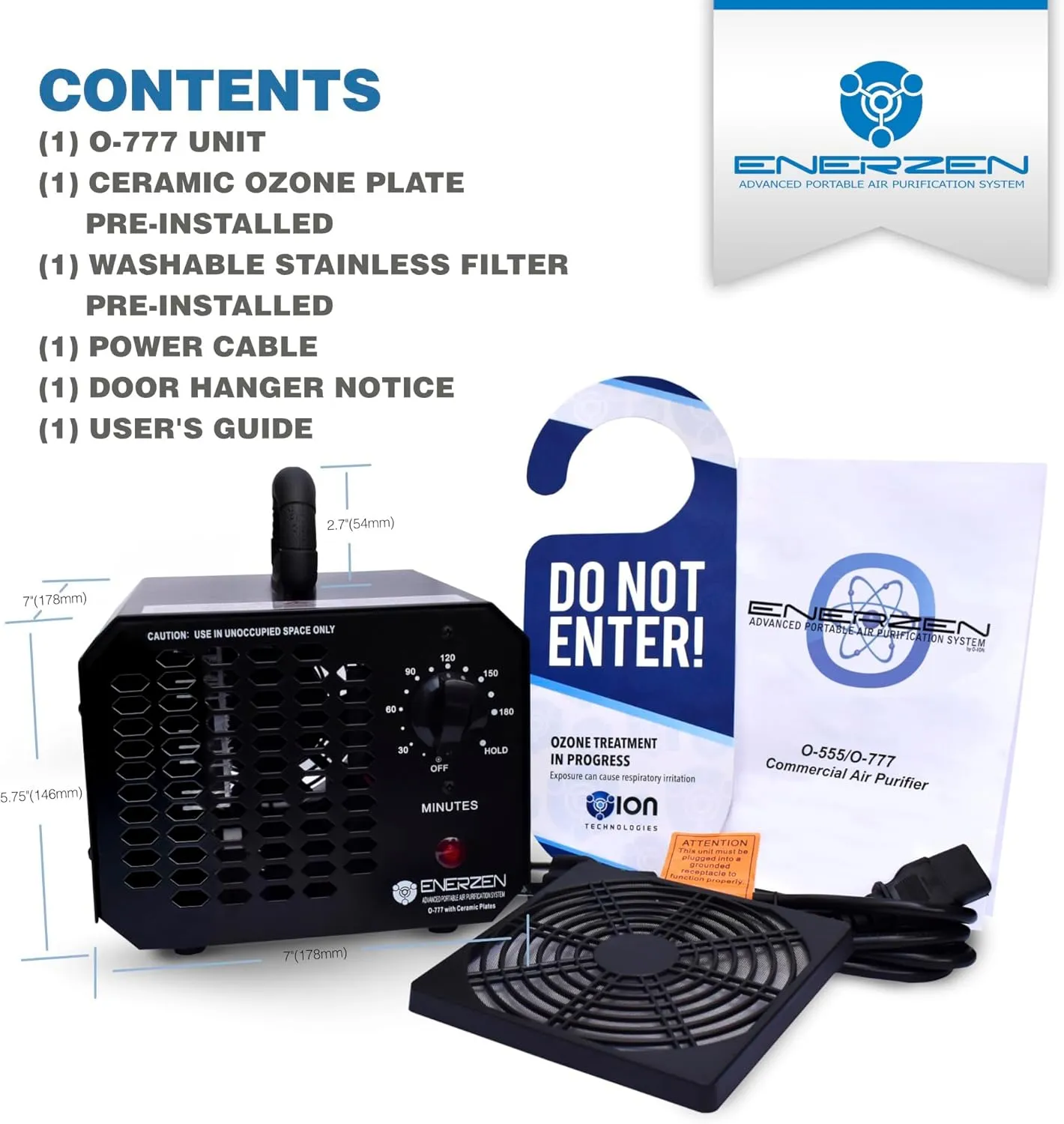 Enerzen Ozone Generator 60,000mg Industrial O3 Air Purifier Deodorizer (60,000mg - Black)