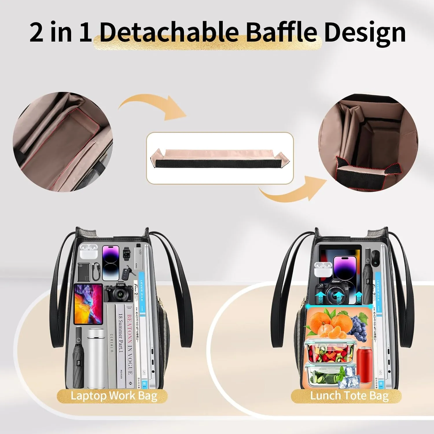 ESTARER Women Laptop Tote Bag with Insulated Lunch Compartmen