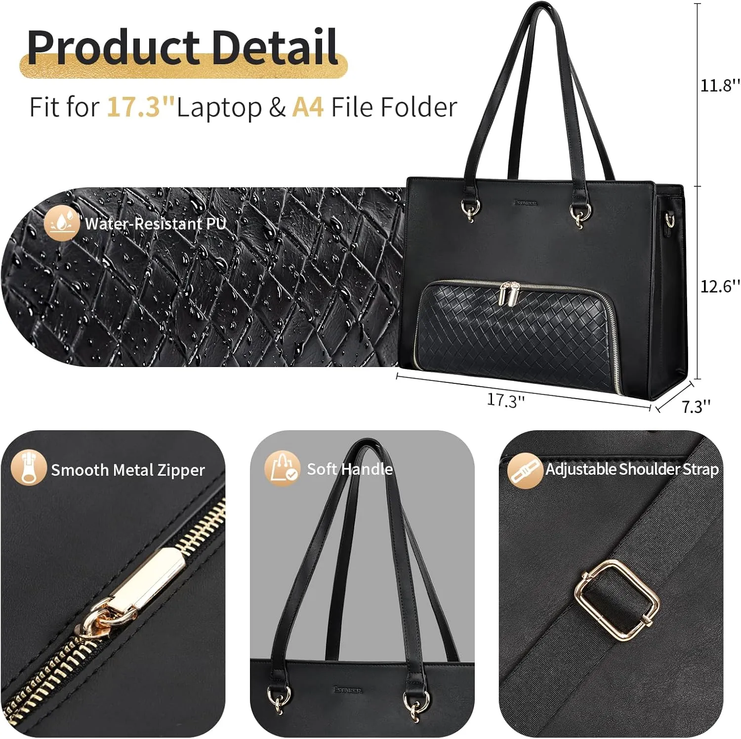 ESTARER Women Laptop Tote Bag with Insulated Lunch Compartmen
