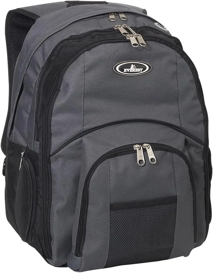 Everest Luggage Laptop Computer Backpack, Charcoal/Black, Charcoal/Black, One Size