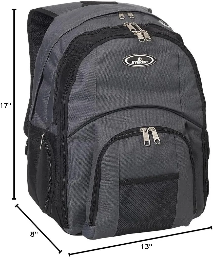Everest Luggage Laptop Computer Backpack, Charcoal/Black, Charcoal/Black, One Size
