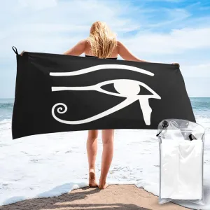 Eye of RA Horus Egyptian God Beach Towel with Travel Bag 27.5"x55" Quick Dry Sand Free Lightweight Large Oversized Towels Light Vacation Essentials