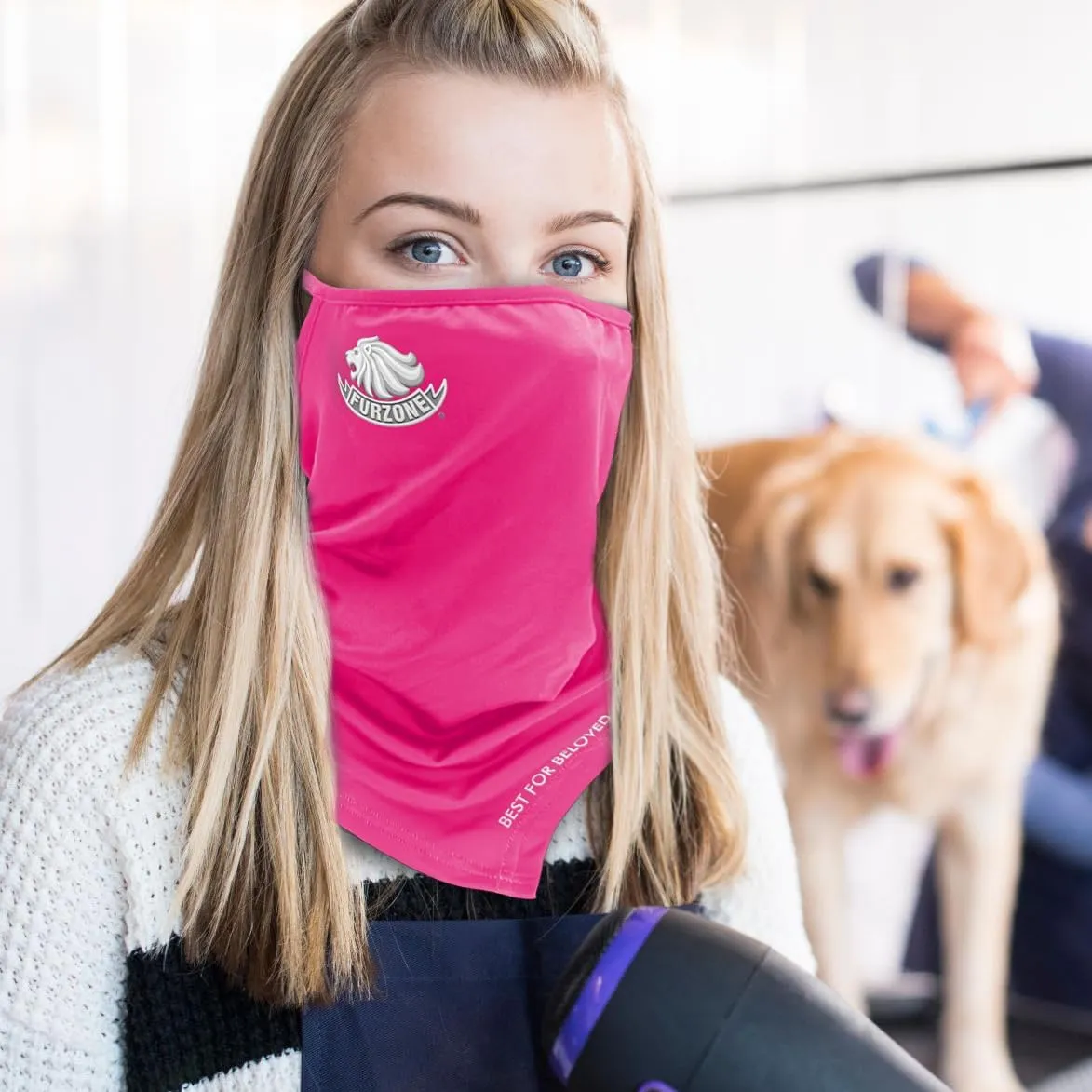 Face Scarf with Ear Loops for Professional Groomers - Breathable Face & Neck Gaiter Mask Cover/Dust Fur Protection