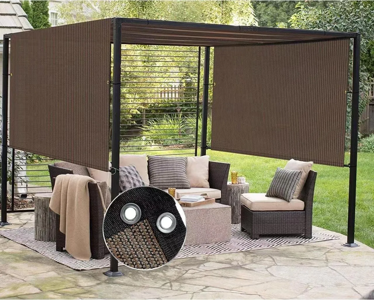 FAIR WIND Shade Cloth 90% Sun Shade Fabric Privacy Screen Shade Cover Patio Canopy with Grommets Shade Net for Garden Outdoor Pergola 6 x 10 FT - Mocha
