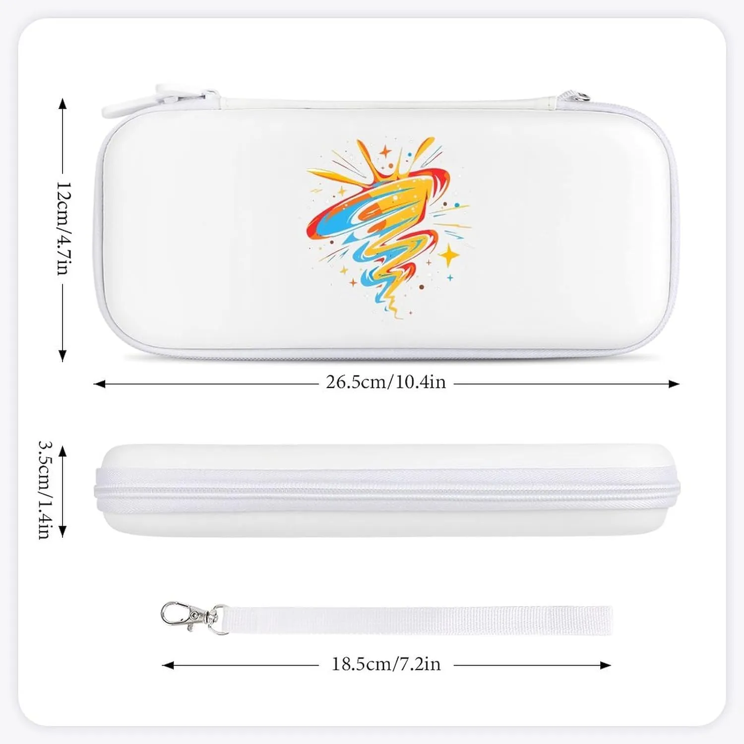Fantasy Tornado Psychedelic Hard Shell Travel Case with Rope 15 Game Card Pockets Compatible with Switch Protective