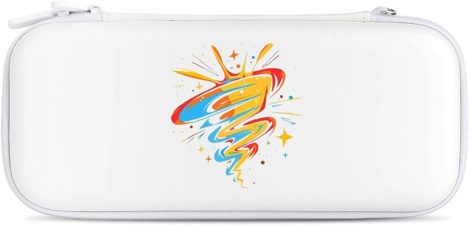 Fantasy Tornado Psychedelic Hard Shell Travel Case with Rope 15 Game Card Pockets Compatible with Switch Protective
