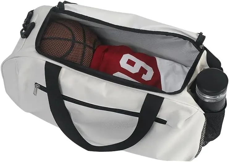 Fashion Duffel Duffle Bag Trending Designer Waterproof Portable Polyester Luggage Gym Sport Travel Bag - WHITE