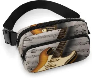 Fashionable Large-capacity Twill Note Guitar Printed Waist Bag, A Must-have Item for Hands-free Travel